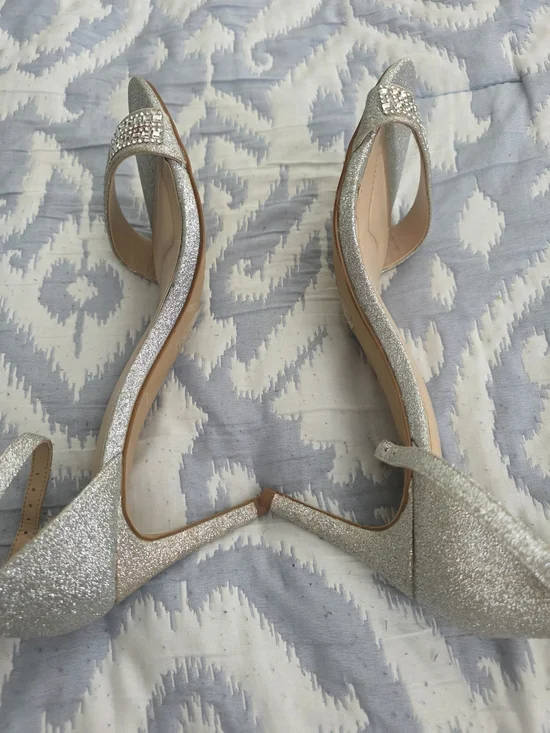 Kelly & Katie Silver Glitter Open-Toe Ankle-Strap Heels - Picture 7 of 7